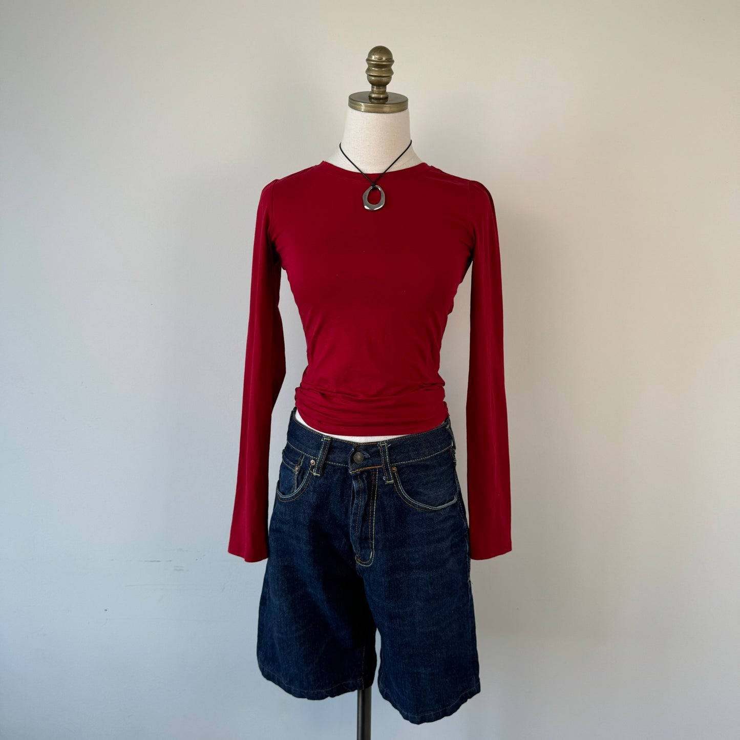 Fitted Red Long Sleeve Top