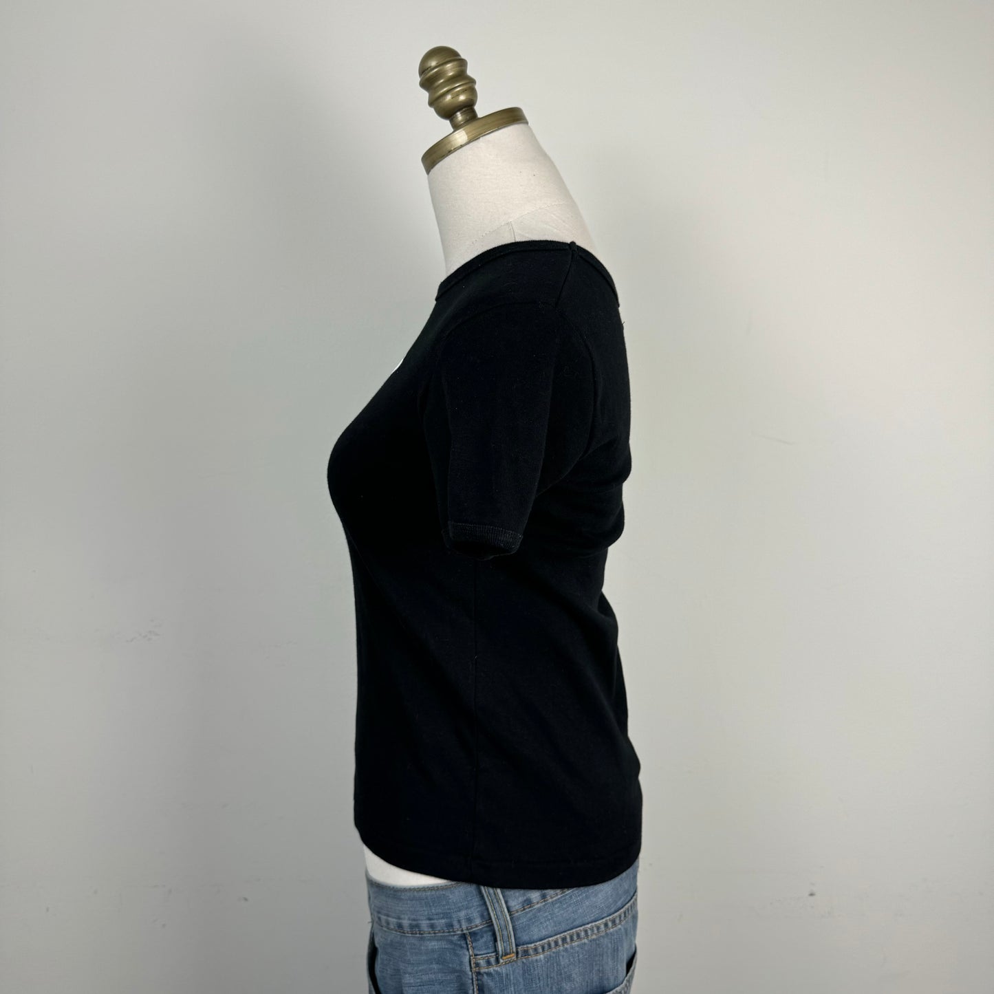 Black Graphic Fitted Baby Tee