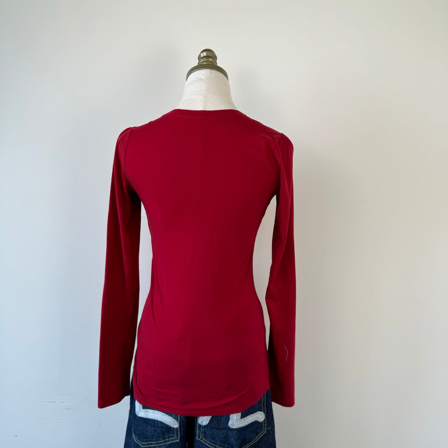 Fitted Red Long Sleeve Top