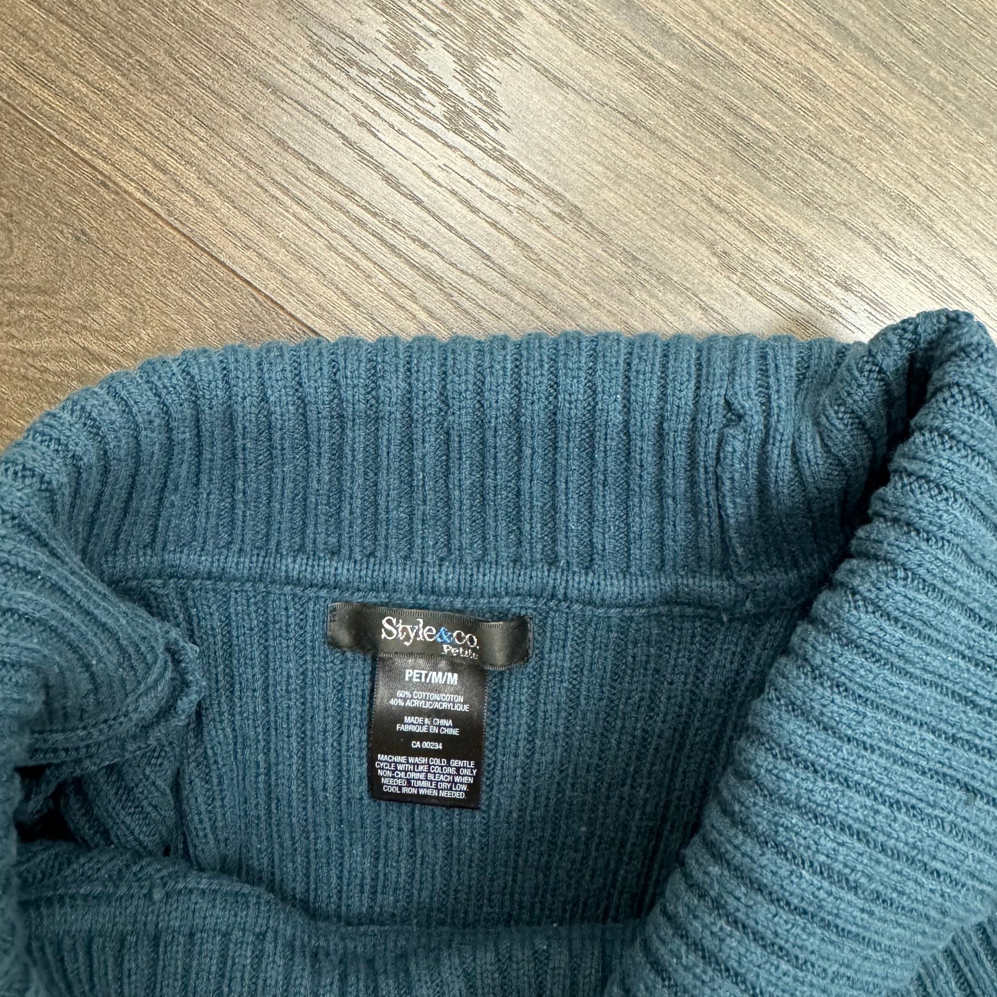 Dark Teal Textured Off The Shoulder Sweater