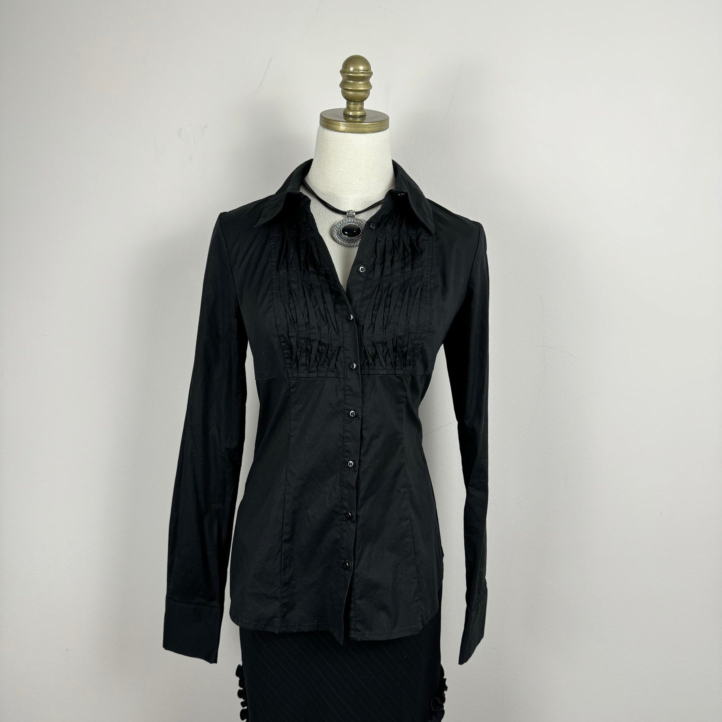 Y2K Black Fitted Button Up Shirt