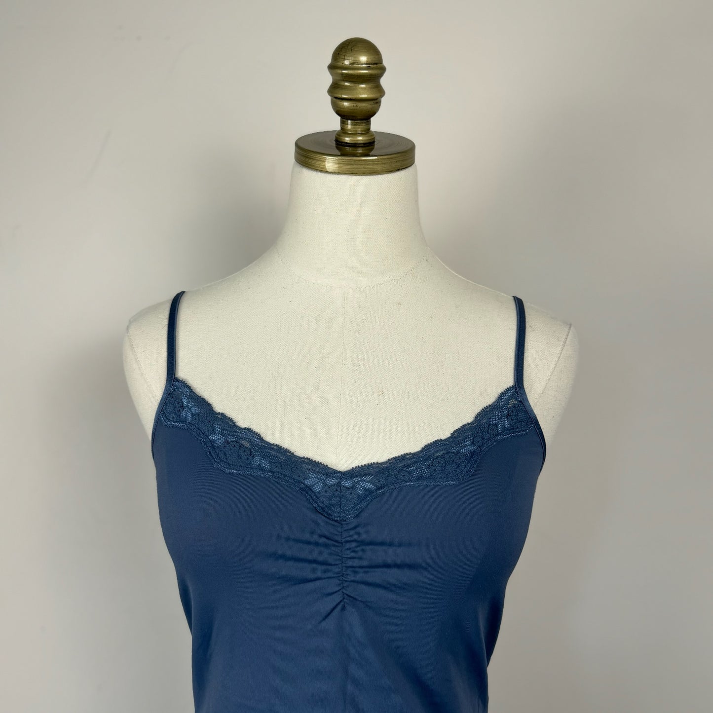 Blue Lace Trim Fitted Cami