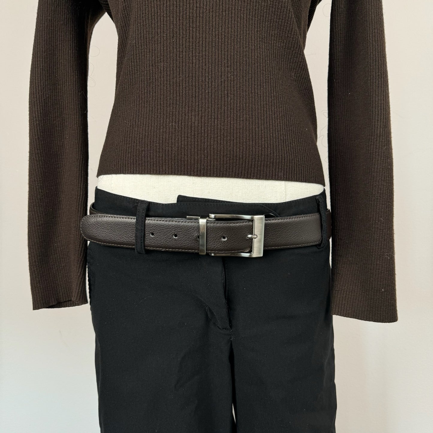 Dark Brown Silver Buckle Belt