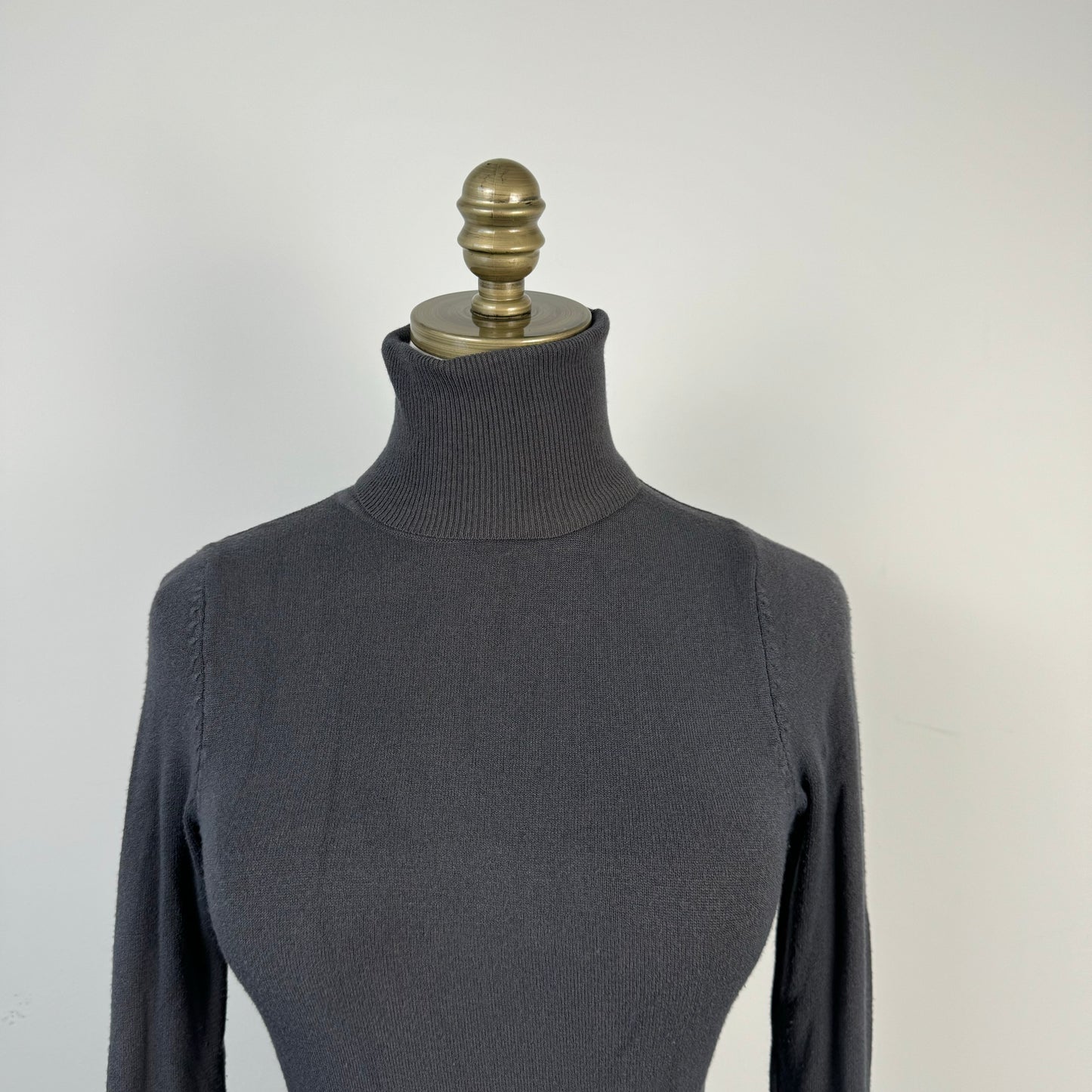 Vintage Grey Fitted Turtleneck Mini Dress / Long Top