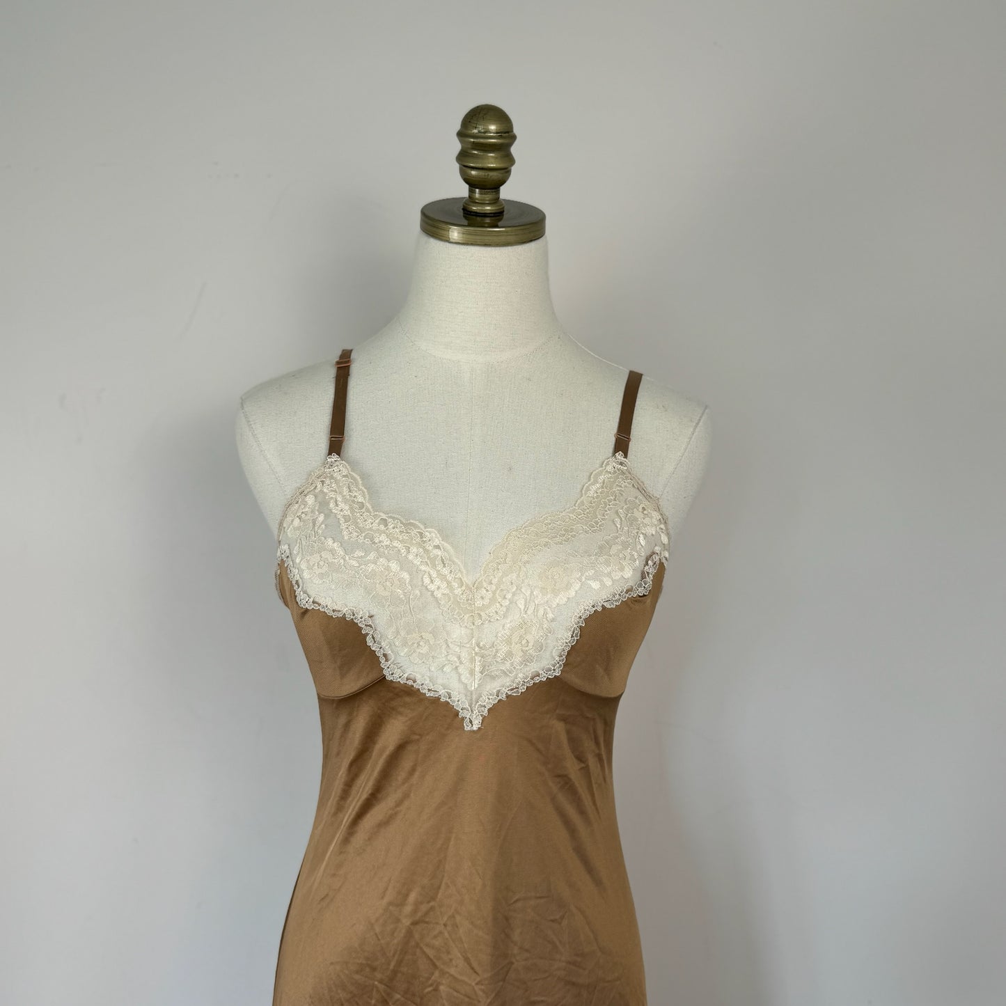 Vintage Lace Trim Rose Slip Dress