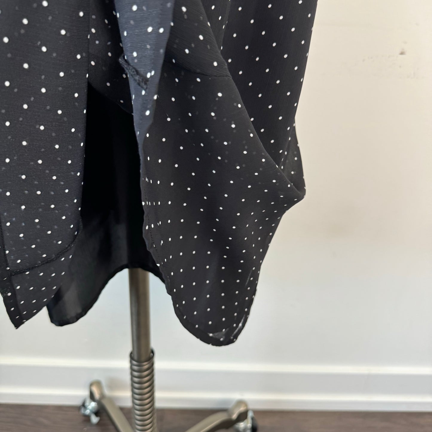 Polka Dot Mesh Overlay Midi Skirt