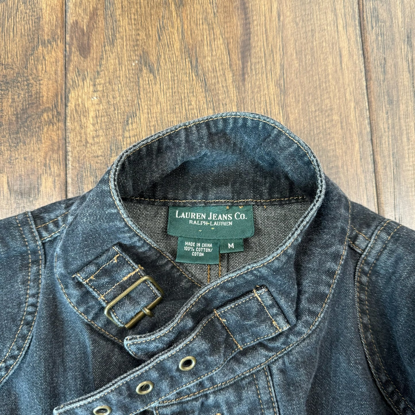 Vintage Dark Wash Denim Moto Jacket