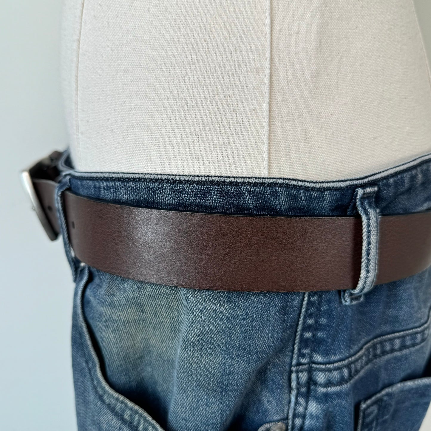 Tommy Brown Leather Silver Buckle Belt