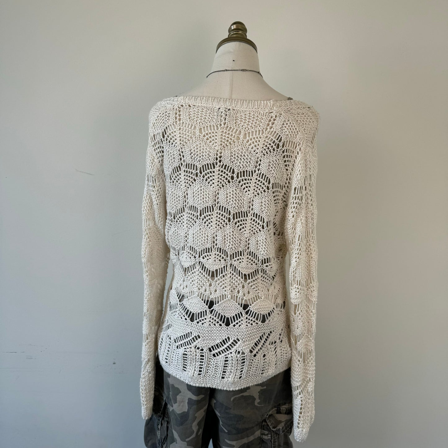 Open Front Tie Up Crochet Cardigan
