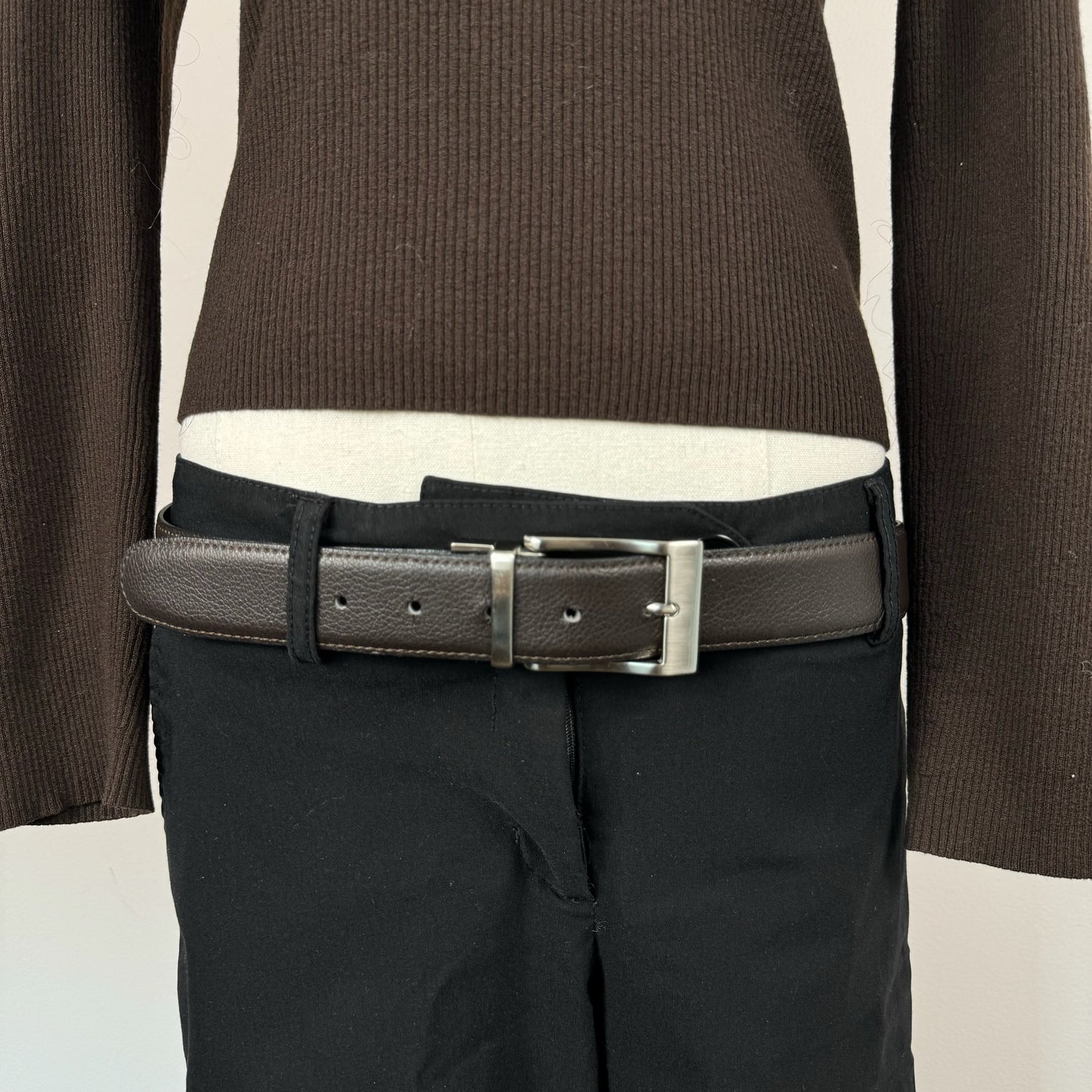 Dark Brown Silver Buckle Belt