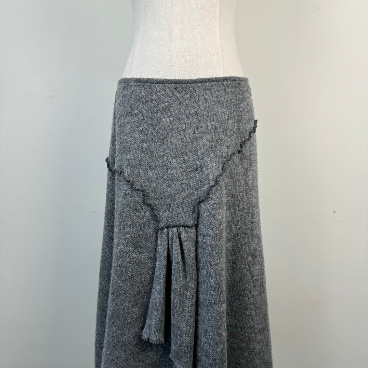 Vintage Asymmetric Knit Midi Skirt