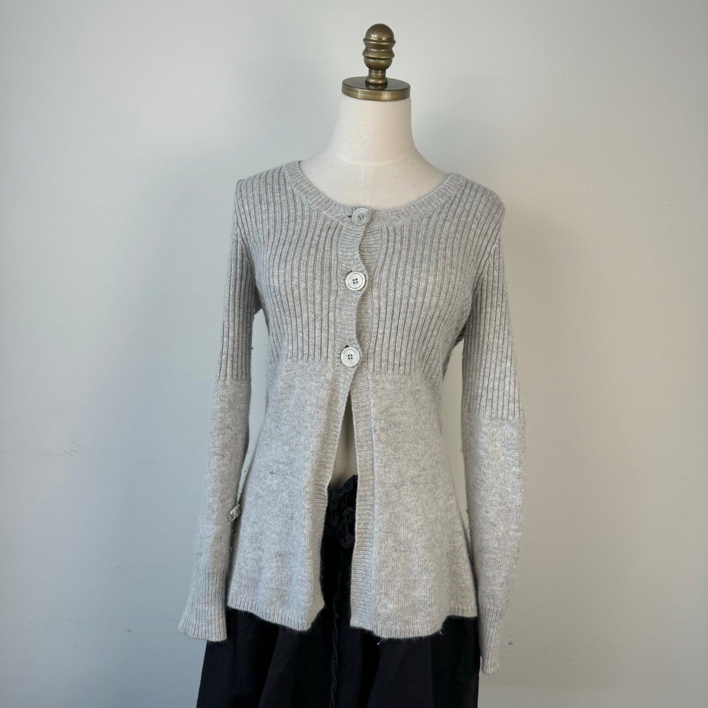 Grey Babydoll Open Front Cardigan