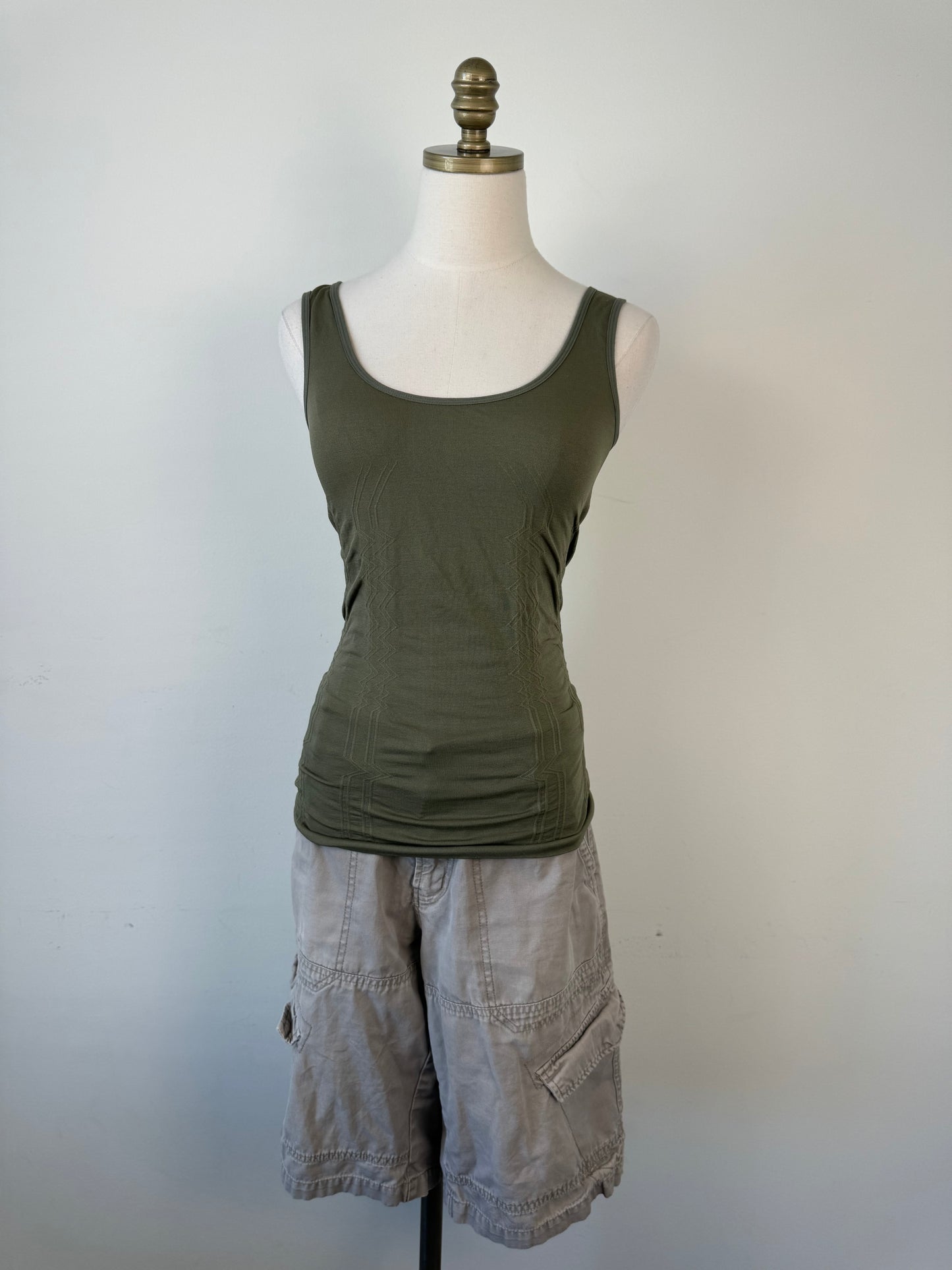 Olive Green Fitted Ruched Tank