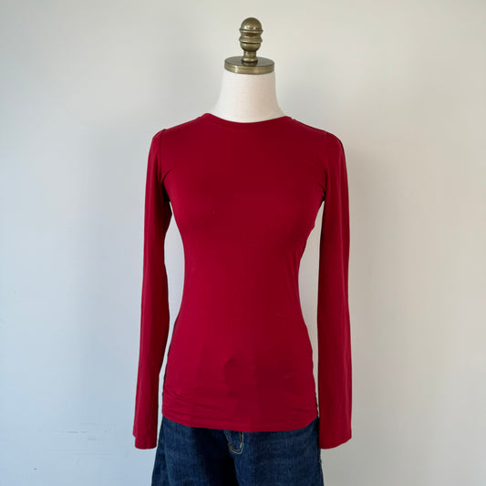 Fitted Red Long Sleeve Top