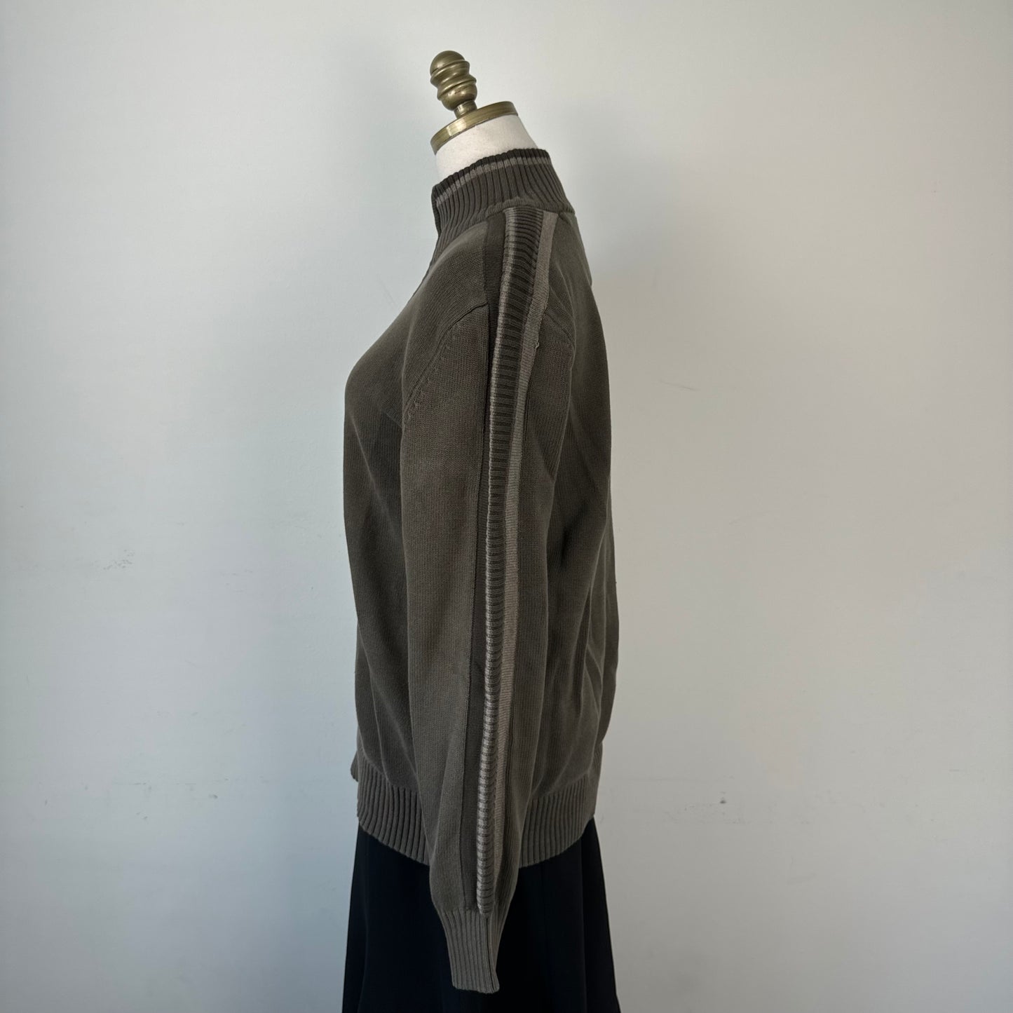 Vintage Oversized Khaki Quarter Zip Sweater