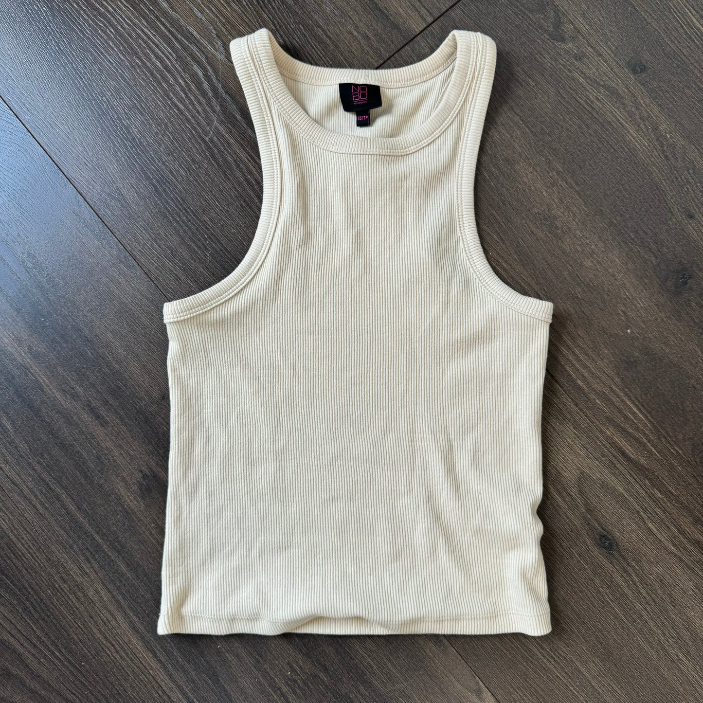 Nude/Beige Fitted Ribbed Tank Top