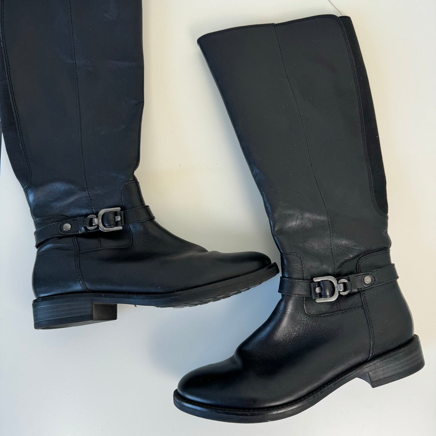 Vintage Buckled Leather High Boots