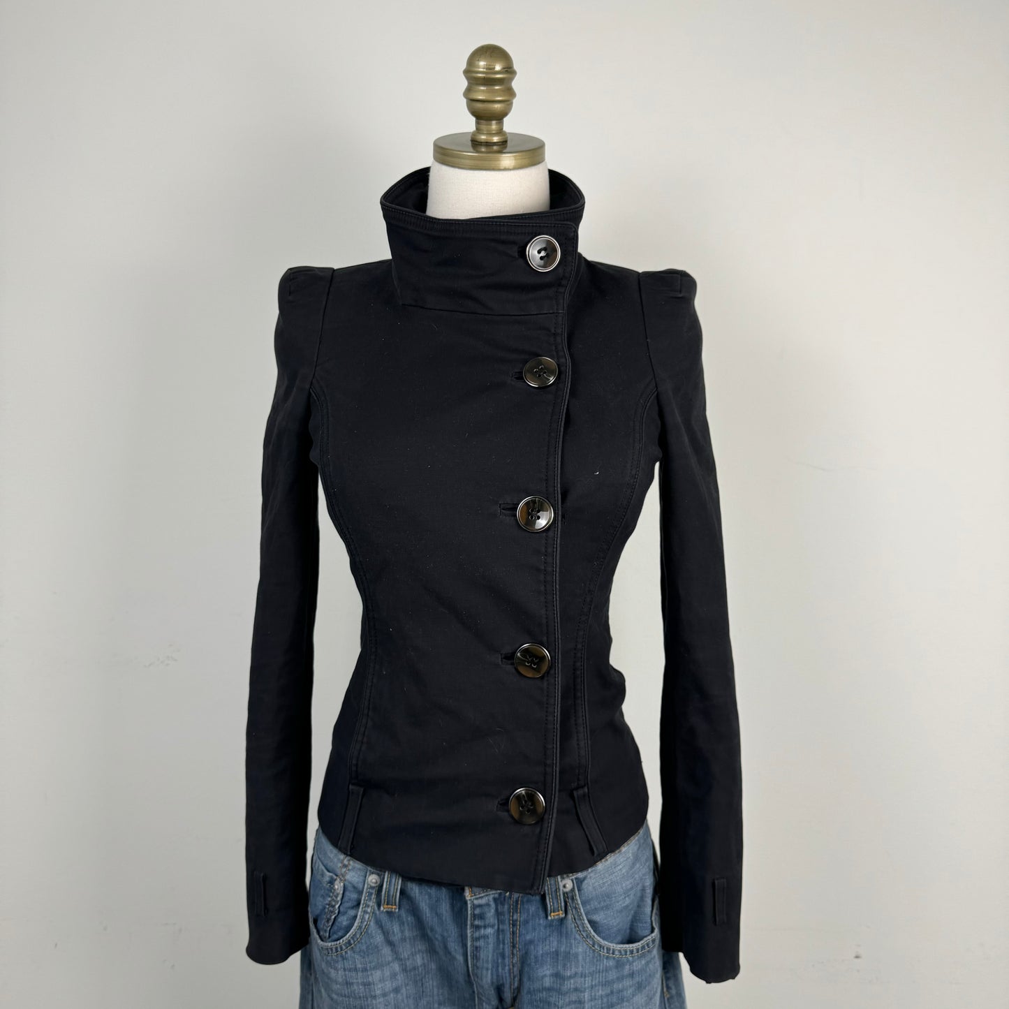 Black Fitted Button Up Jacket