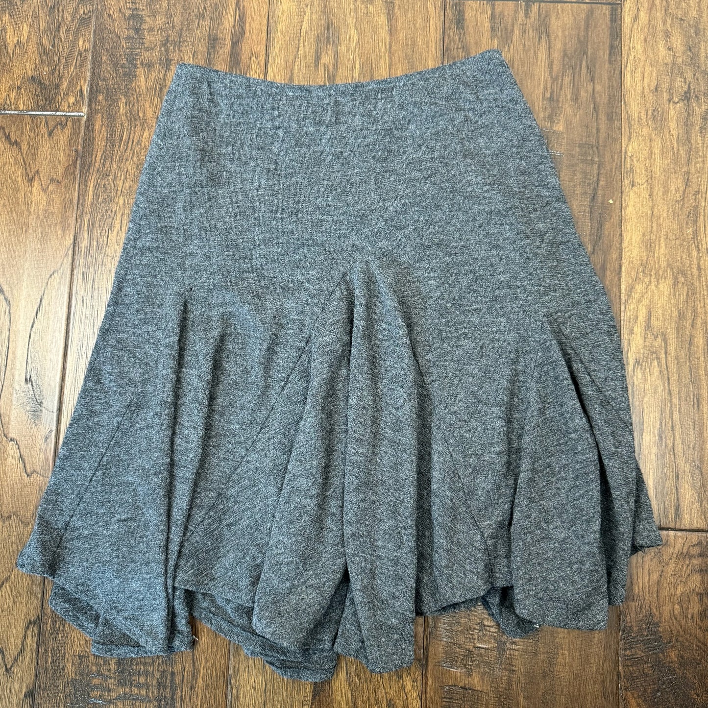 Vintage Dark Grey Ruffled Midi Skirt