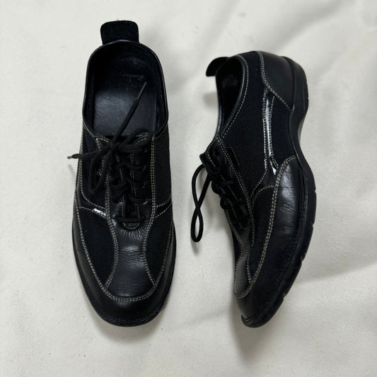 Black Leather Skinny Sneakers