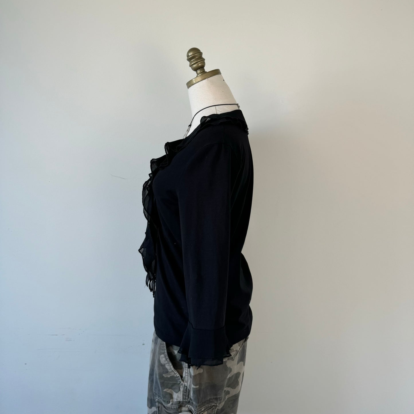 Vintage Black Ruffled Top