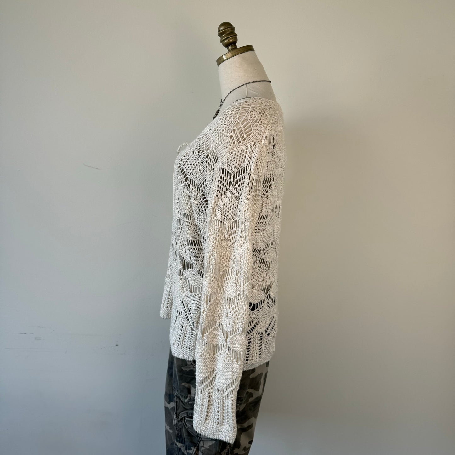 Open Front Tie Up Crochet Cardigan