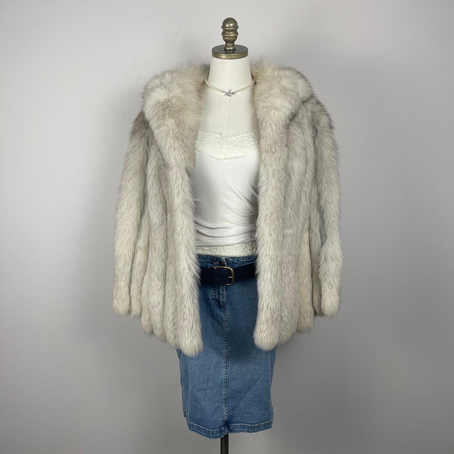 Vintage Light Wash Denim Midi Skirt