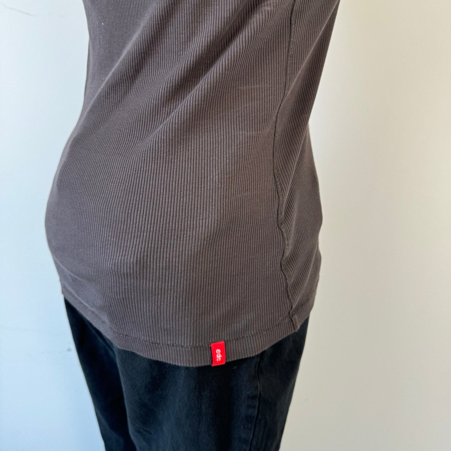 Brown Ribbed Tank Top