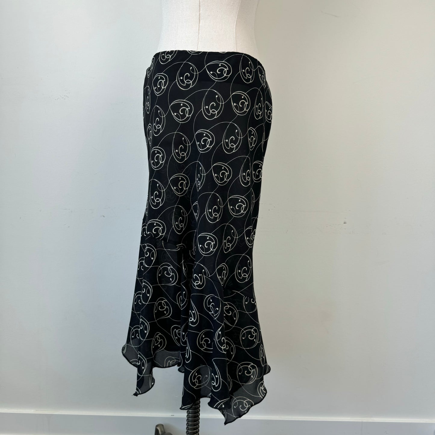 Vintage Semi Sheer Asymmetric Midi Skirt