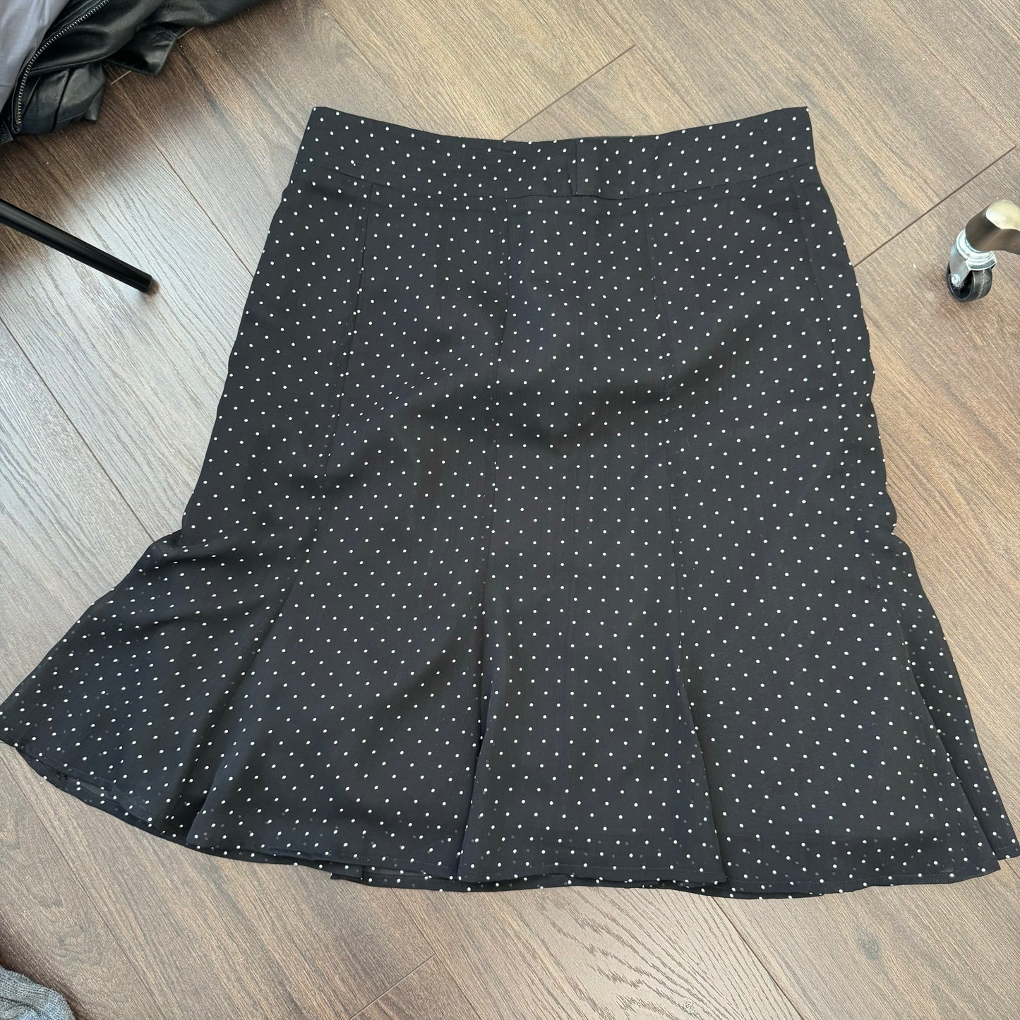 Polka Dot Mesh Overlay Midi Skirt