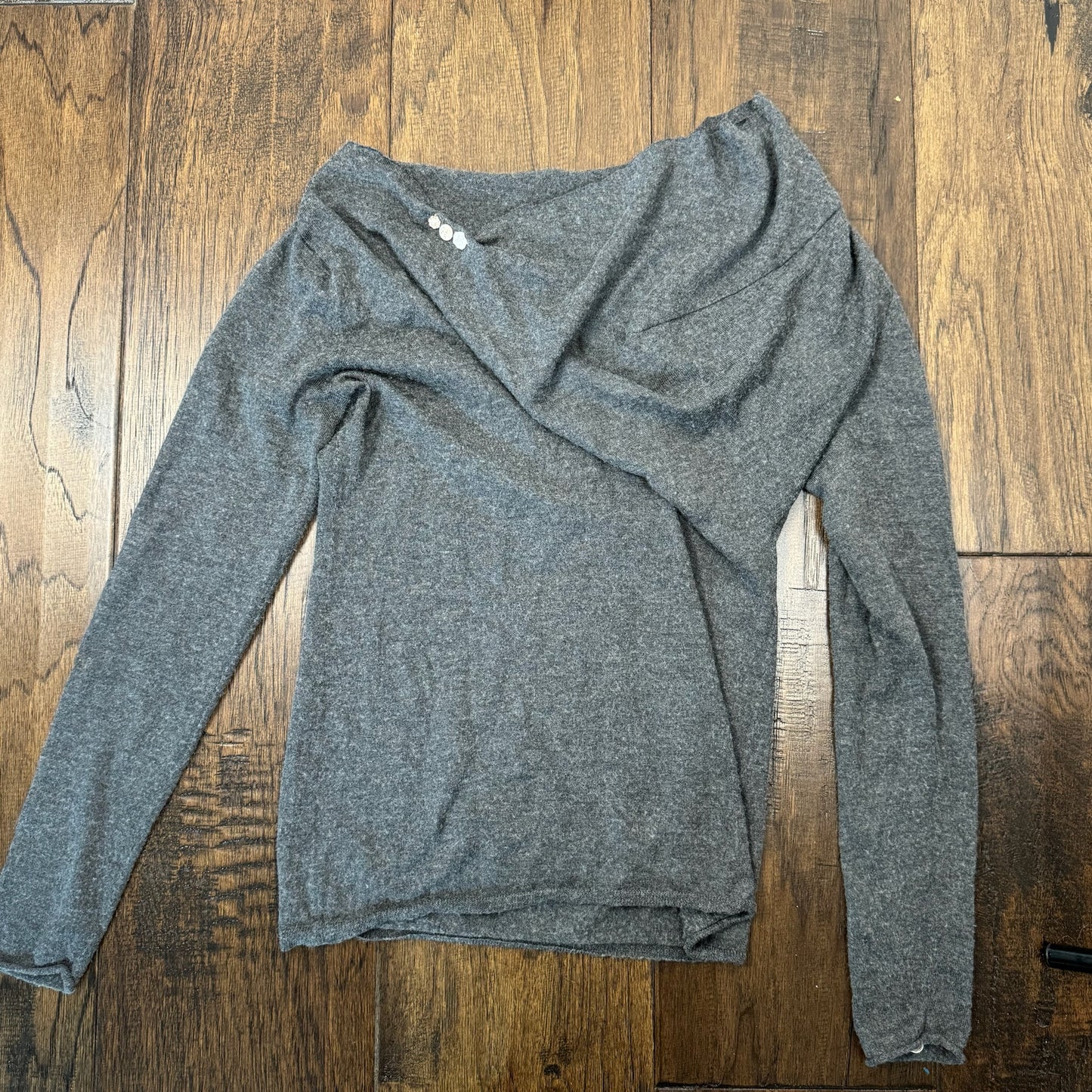Off Shoulder Raw Hem Grey Top
