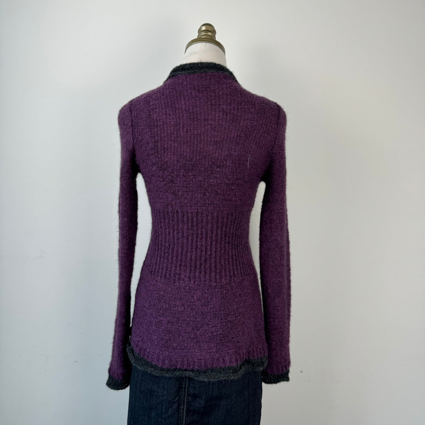 Fitted Purple Open Front Cardigan