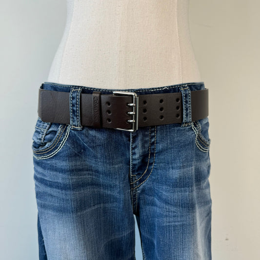 Dark Brown Chunky Leather Belt