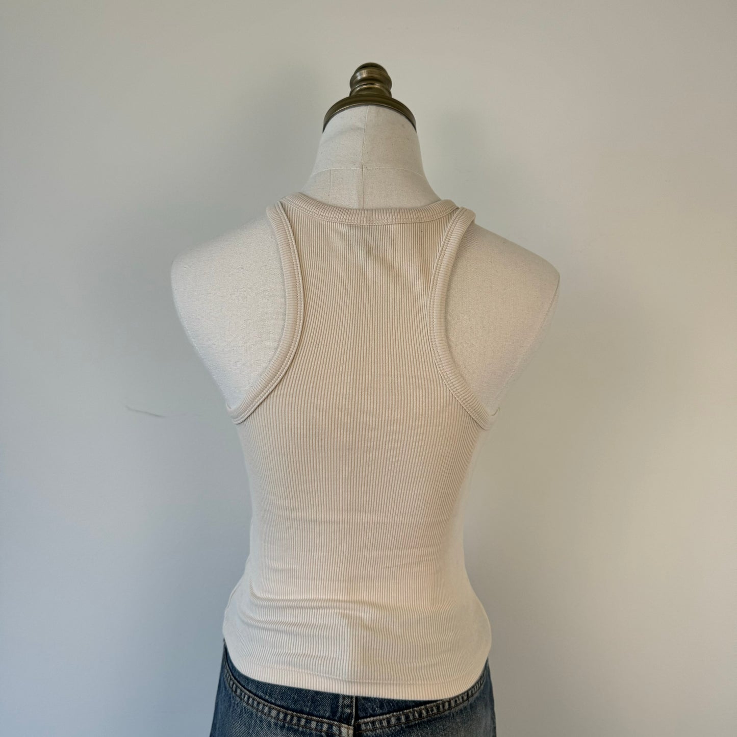 Nude/Beige Fitted Ribbed Tank Top