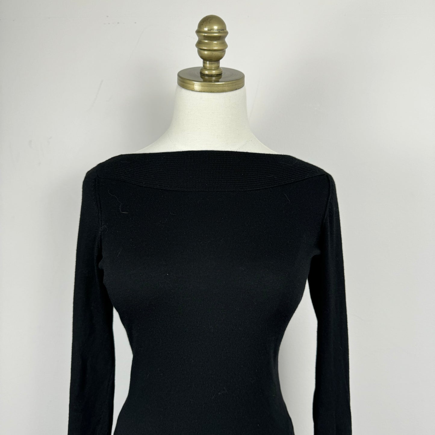 Black Fitted Boat Neck Sweater