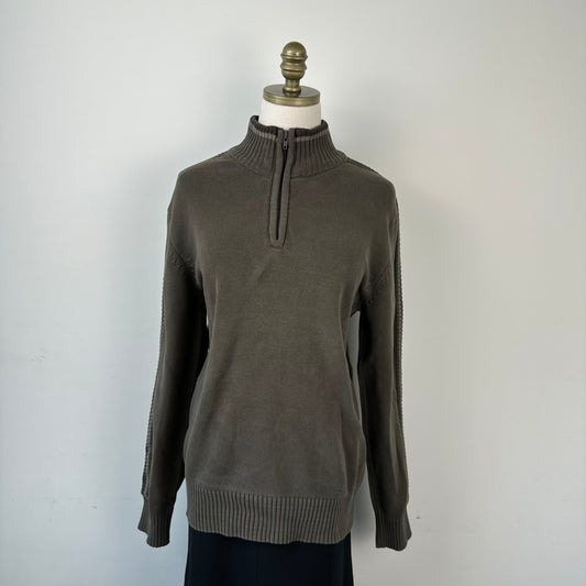Vintage Oversized Khaki Quarter Zip Sweater