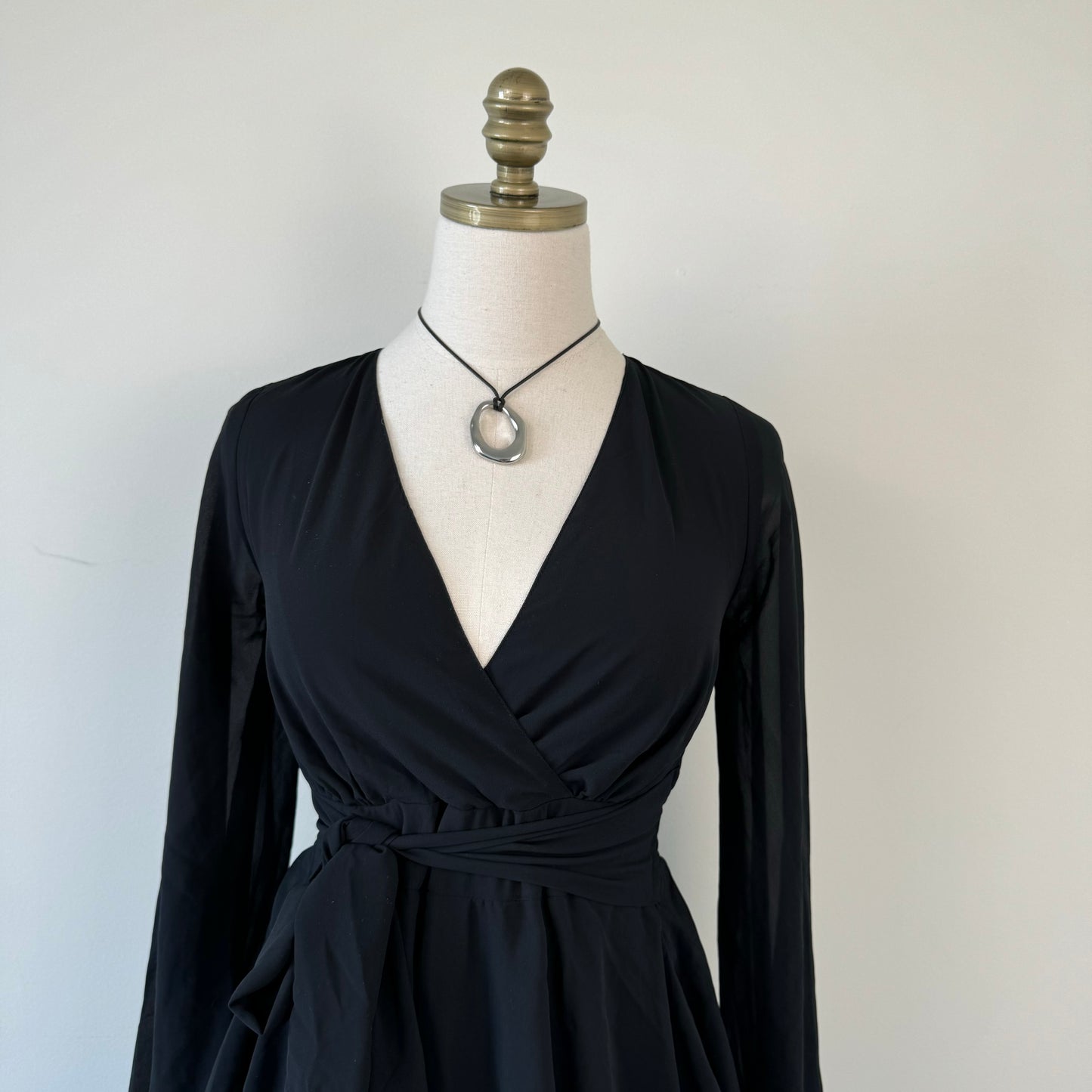 Black Chiffon Ruffled Mini Dress