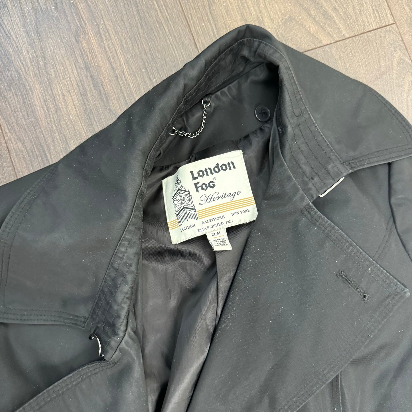 London Fog Black Double Breasted Trench Coat