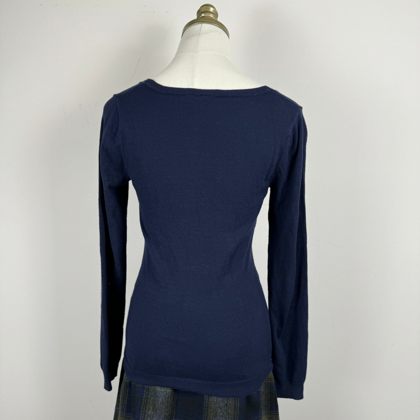Navy Thin Knit Fitted Sweater