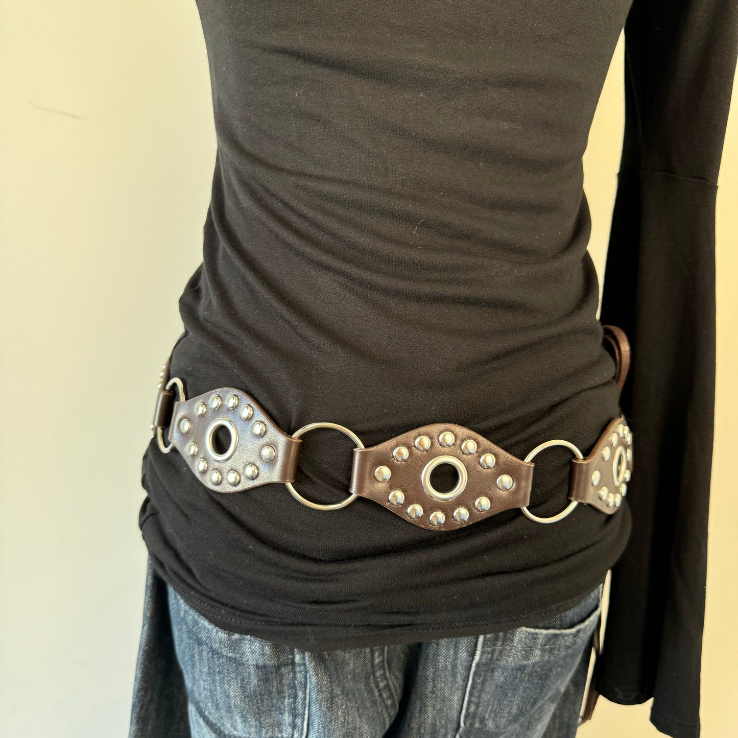 Boho Brown Tassle Studded Belt