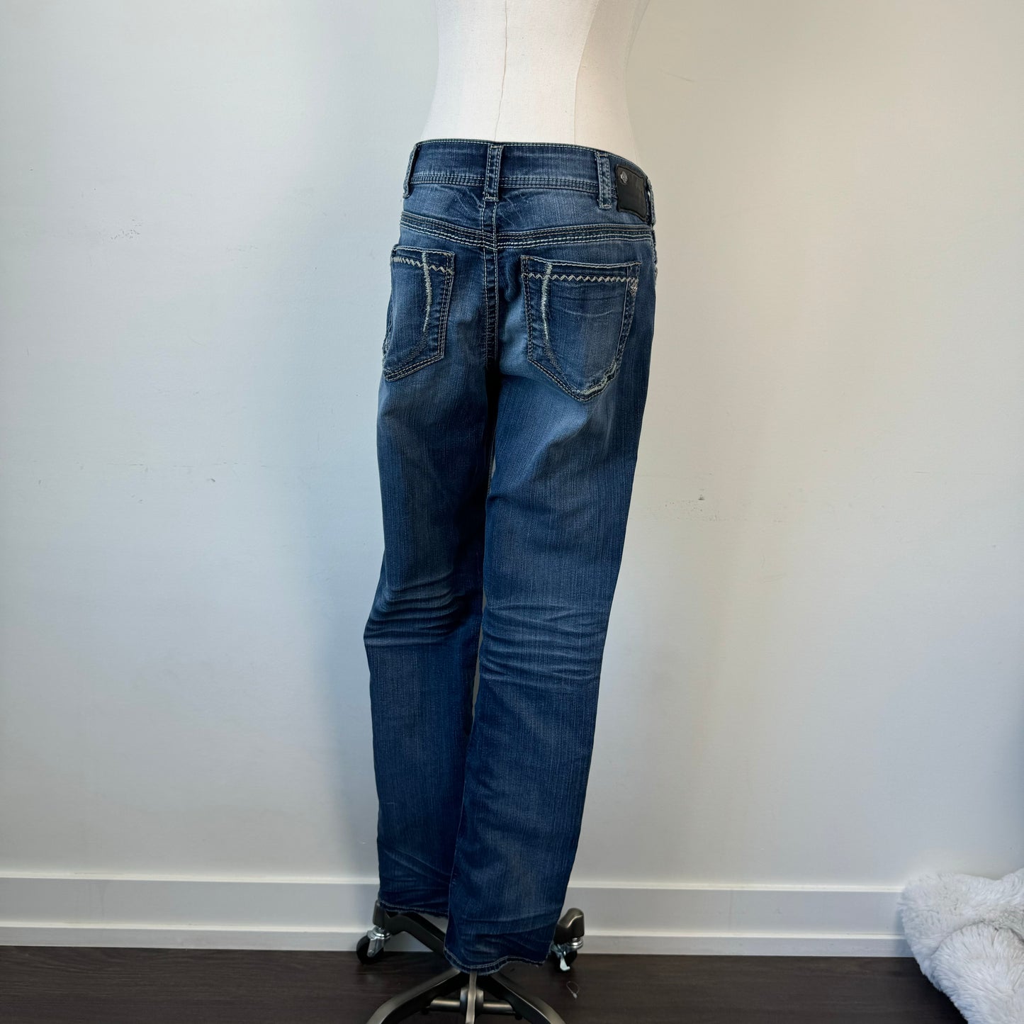 Silver Y2K Low Rise Slim Cut Jeans