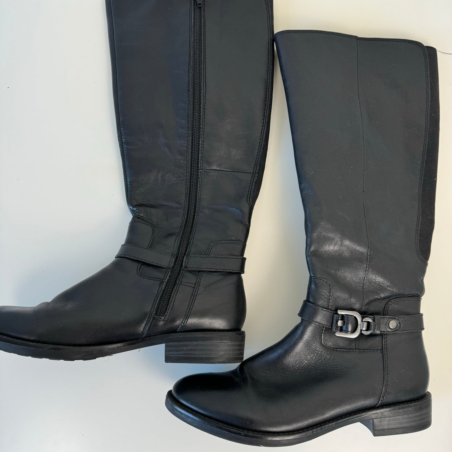 Vintage Buckled Leather High Boots