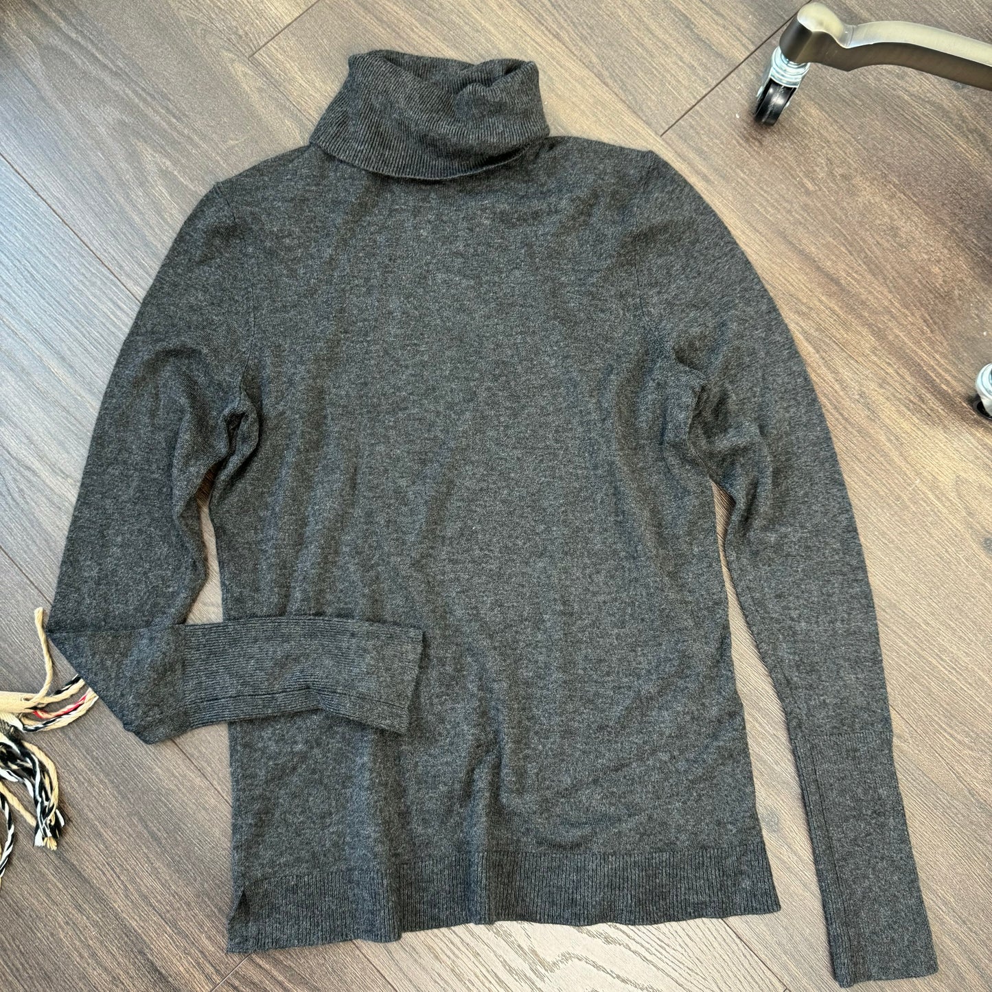 Dark Grey Turtleneck Knit Long Sleeve Top