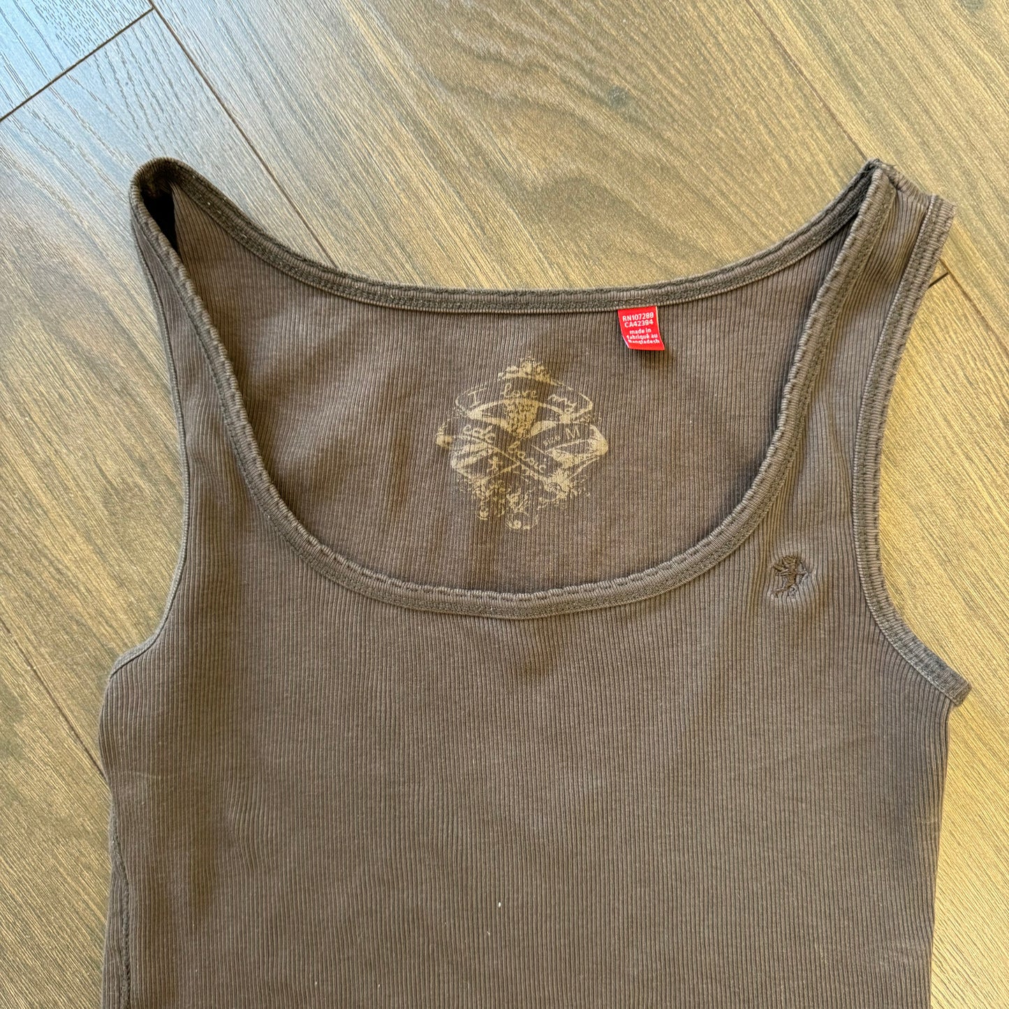 Brown Ribbed Tank Top