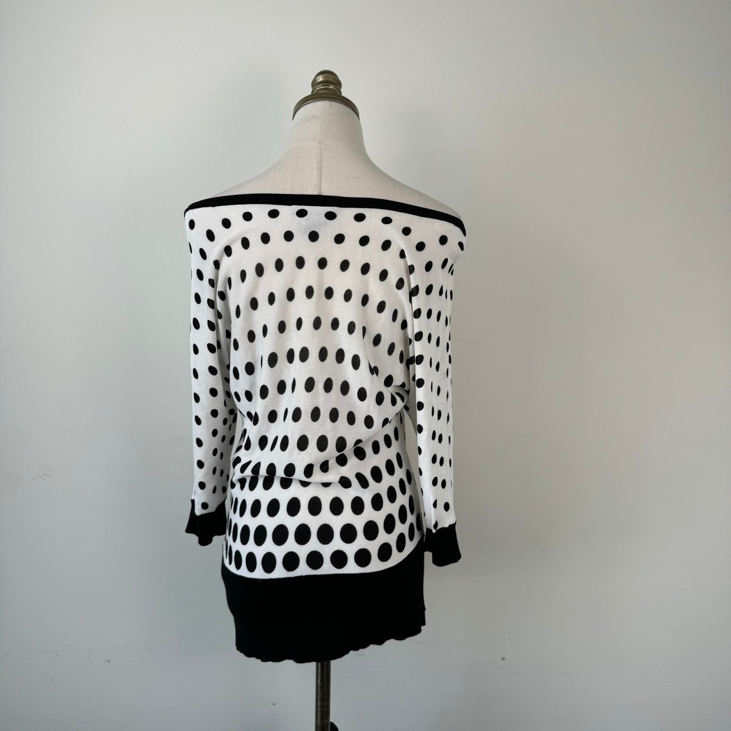 Polka Dot Off Shoulder Dolman Knit Top