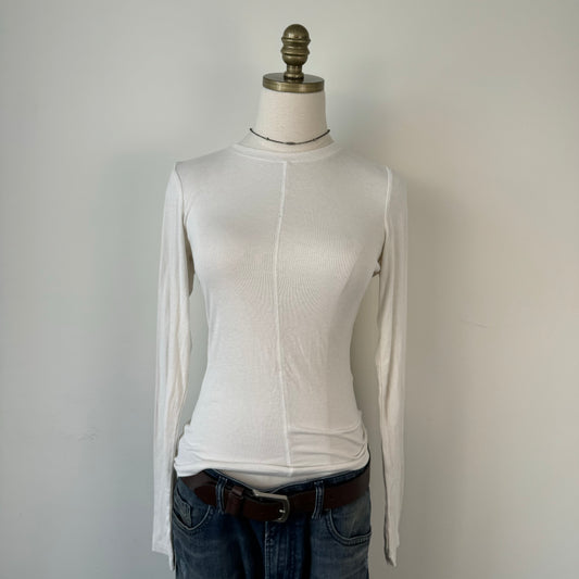 White Fitted Long Sleeve Top