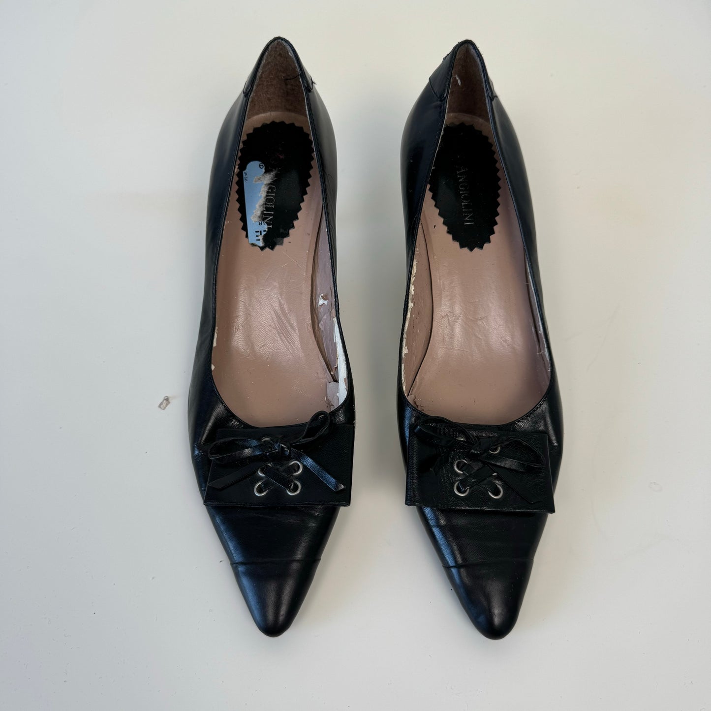Vintage Black Pointed Toe Kitten Heels
