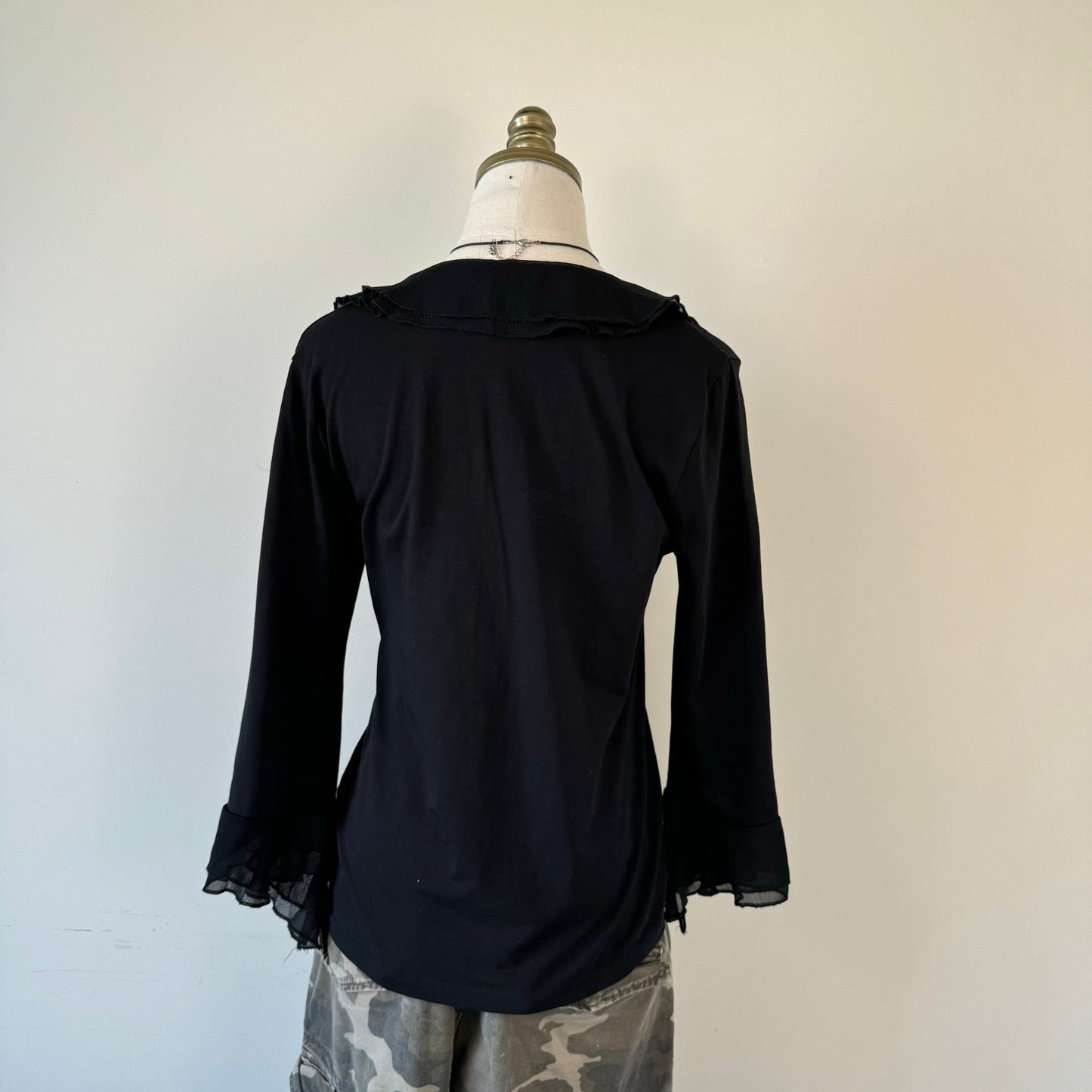 Vintage Black Ruffled Top