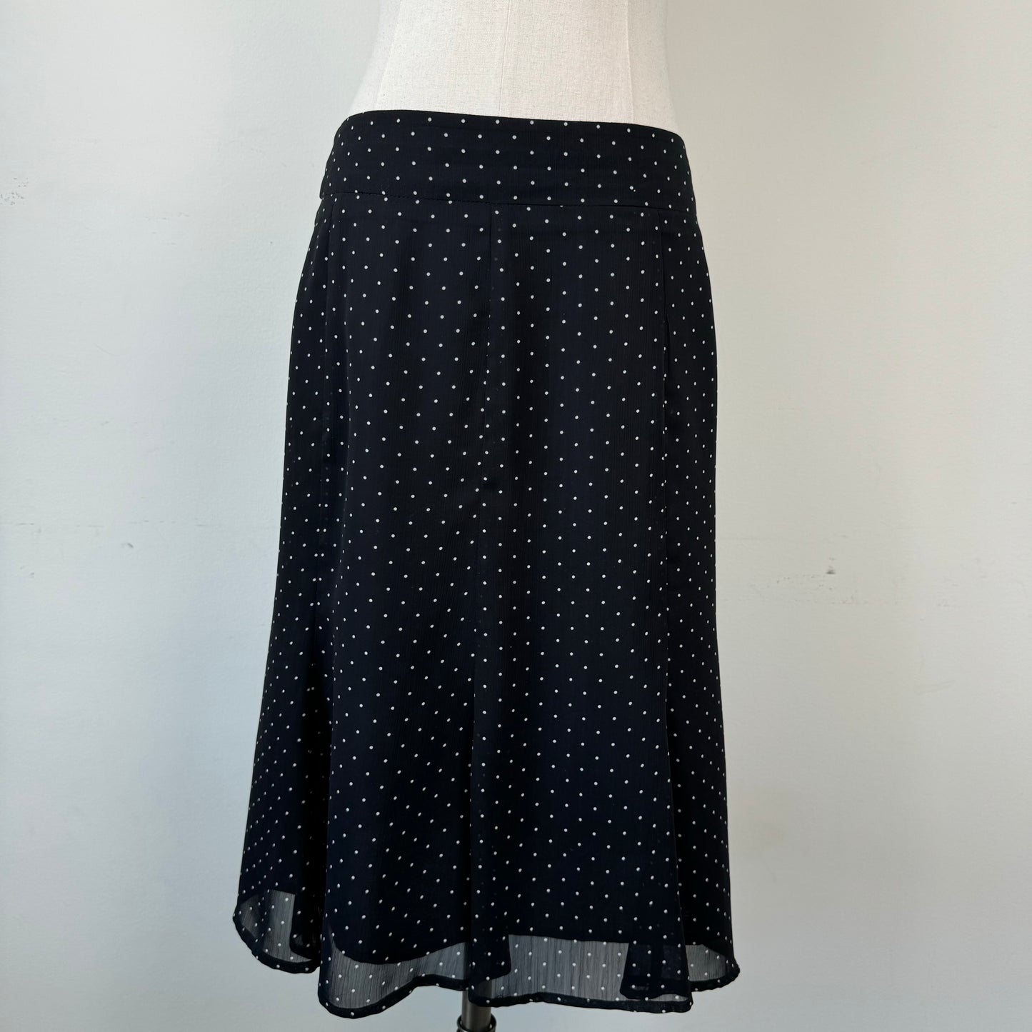 Polka Dot Mesh Overlay Midi Skirt