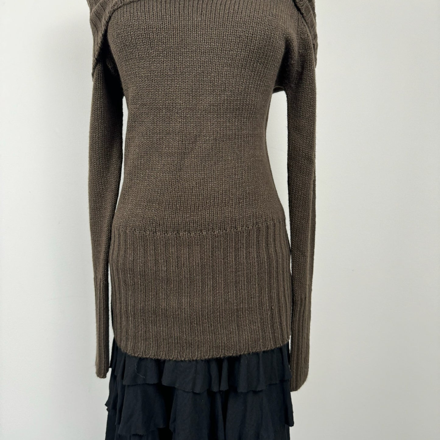 Brown Off The Shoulder Long Sweater/Mini Dress